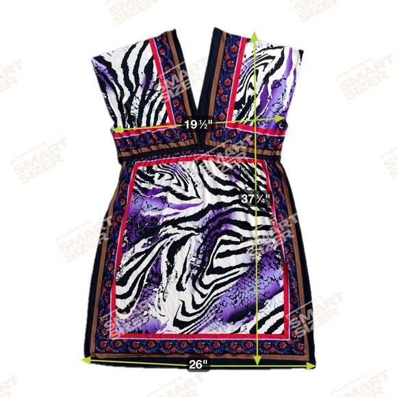 Y2K Babydoll Dress 2X Empire Waist Colorful Animal Print Deep V Neck Dolman - Picture 3 of 6